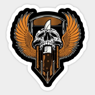 Gold skull knife Sticker